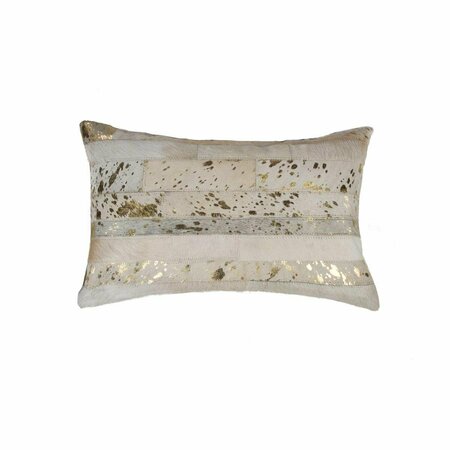 OCEANTAILER Home Roots Beddings  Torino Madrid Pillow Natural & Gold - 12 x 20 in. 332294